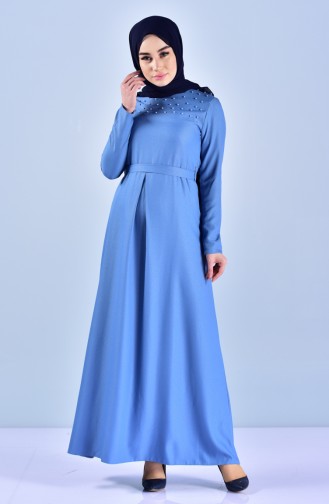 Pearl Belted Dress 5513-04 Blue 5513-04