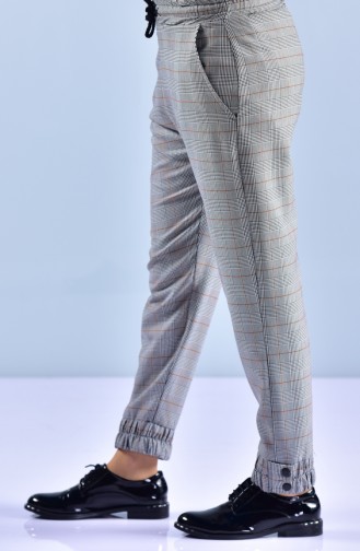 Bislife Plaid Patterned Pants 9098A-01 Gray 9098A-01