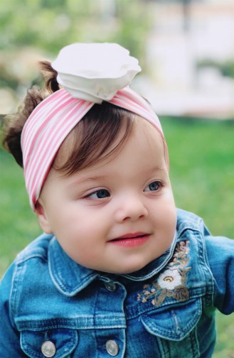 Kinder Bandana mit Rose BB001 Pink-Weiss 001