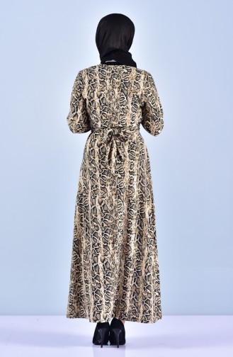 Leopard Patterned Belt Dress 7095-02 Mink 7095-02