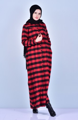 فستان كروهات بتصميم ازرا ر 1030-02 لون احمر 1030-02