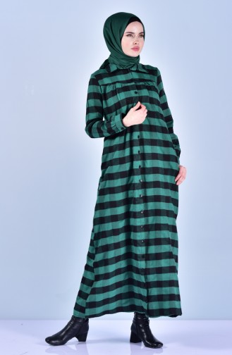 فستان كروهات بتصميم ازرا ر 1030-04 لون اخضر زُمردي 1030-04