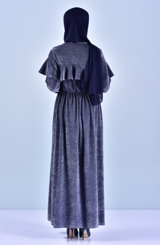 Velvet Frilly Dress 0048-01 Navy Blue 0048-01