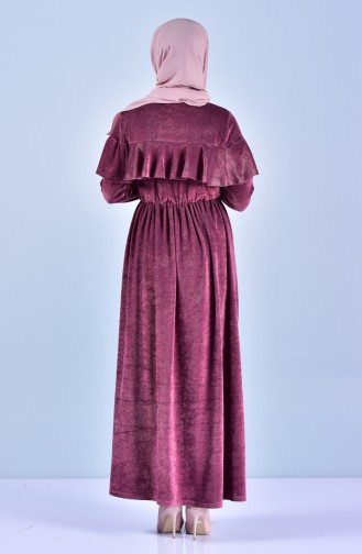 Velvet Frilly Dress 0048-03 Plum 0048-03