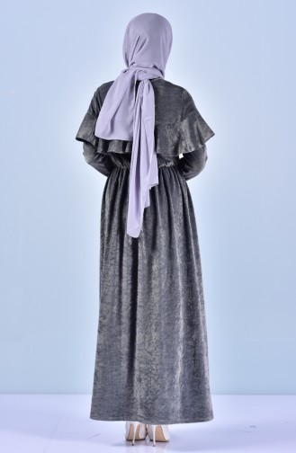 Robe Velours a Froufrous 0048-04 Gris 0048-04