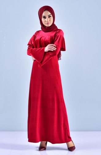 Claret Red Hijab Dress 4023-06
