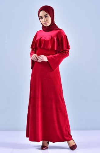 Claret Red Hijab Dress 4023-06