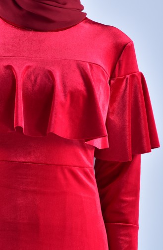 Claret Red Hijab Dress 4023-06