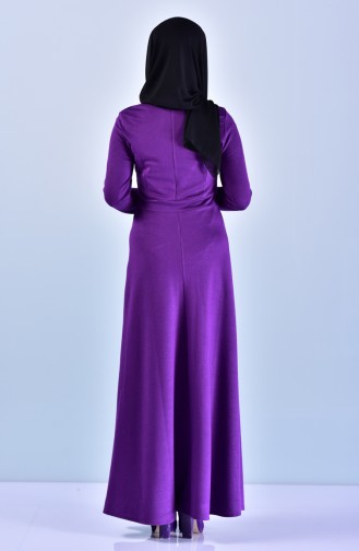 Belt Detailed Dress 7128B-01 Purple 7128B-01