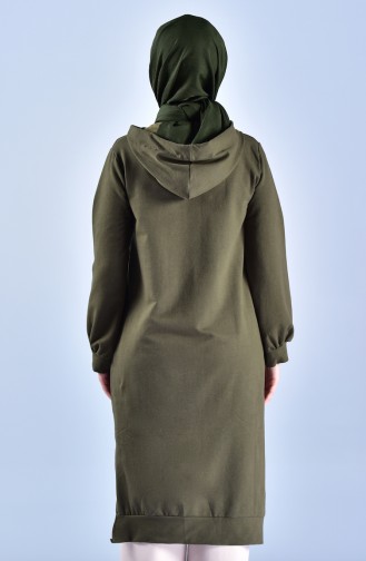 Longue Tunique a Capuche 1303-08 Vert Khaki 1303-08