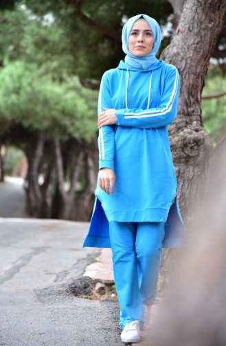 Hooded Tracksuit Suit 18061-03 Turquoise 18061-03