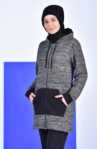 Zippered Hooded Tracksuit Suit 18109-01 Black 18109-01
