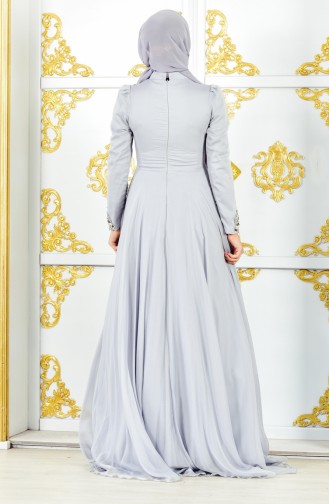 Grau Hijab-Abendkleider 11187-01