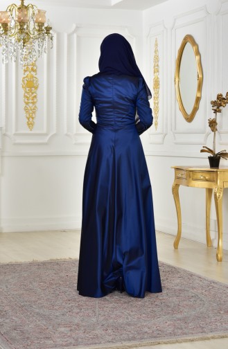 Sequined Evening Dress 0426-01 Navy Blue 0426-01