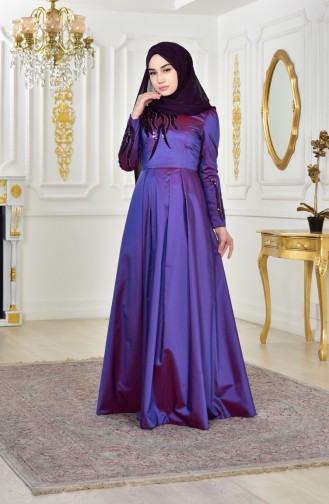 Robe de Soirée a Paillettes 0426-03 Pourpre 0426-03