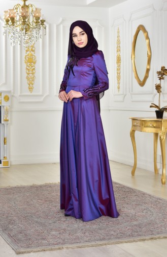 Robe de Soirée a Paillettes 0426-03 Pourpre 0426-03