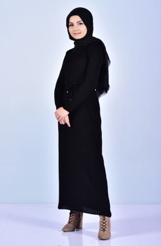 Triko Elbise 9018-01 Siyah