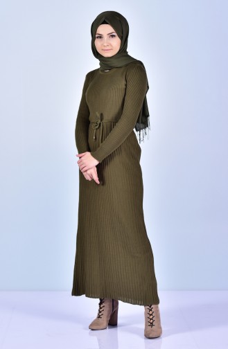 Khaki Hijab Dress 9018-02