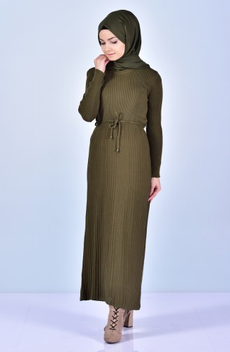 Khaki Hijab Dress 9018-02