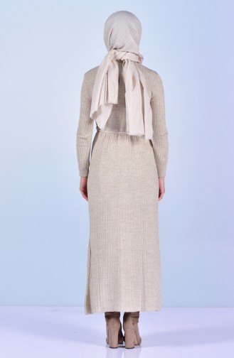 Beige Hijab Dress 9018-03