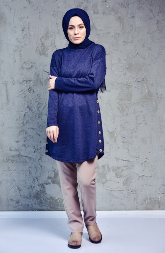 Button Detailed Tunic 2100-03 Navy 2100-03