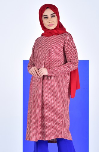 Patterned Long Tunic 7699-01 Red 7699-01