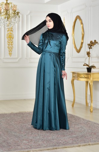 Robe de Soirée a Paillettes 0426-04 Vert 0426-04