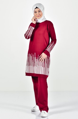 Striped Tracksuit Suit 0395-04 Bordeaux 0395-04