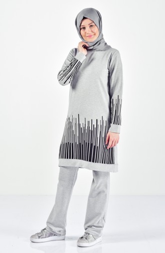 Striped Tracksuit Suit 0395-05 Gray 0395-05