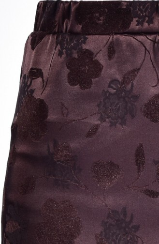 Flock Printed Pencil Skirt 1037-01 Brown 1037-01