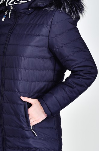 Manteau Matelassé a Capuche 0232-02 Bleu Marine 0232-02