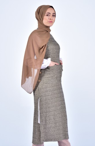 Dark Beige Hijab Dress 3002-06