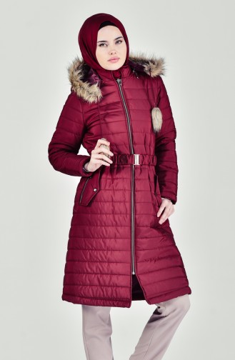 Kapüşonlu Kapitone Mont 5095-03 Bordo