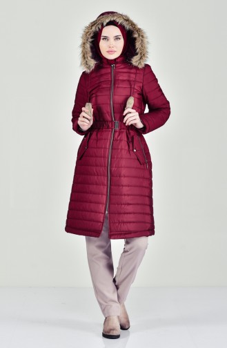 Kapüşonlu Kapitone Mont 5095-03 Bordo