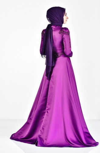 Purple Hijab Evening Dress 6145-01