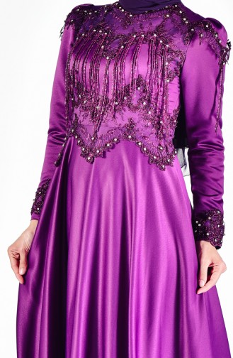 Purple Hijab Evening Dress 6145-01