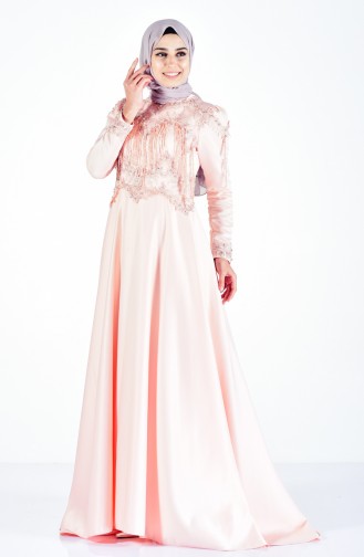 Laced Evening Dress 6145-03 Salmon 6145-03