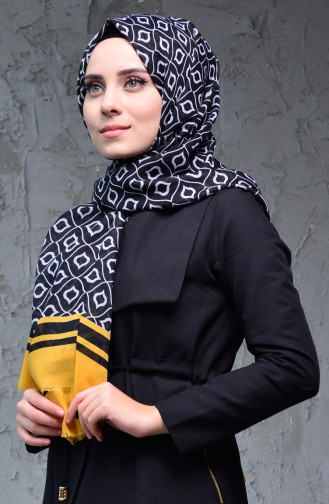 Osmanlı Desen Şal 125-129 Hardal Siyah 125-129