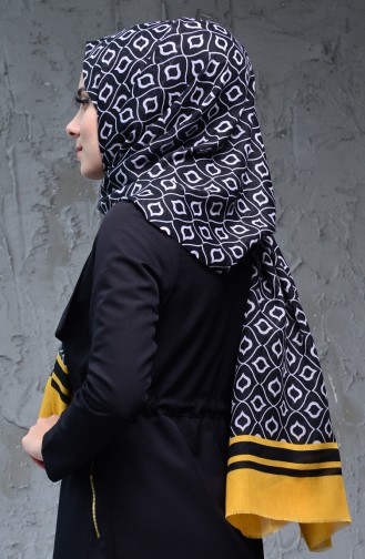 Osmanlı Desen Şal 125-129 Hardal Siyah 125-129