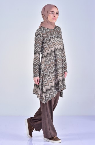 Tunik Pantolon İkili Takım 3031-03 Kahverengi 3031-03