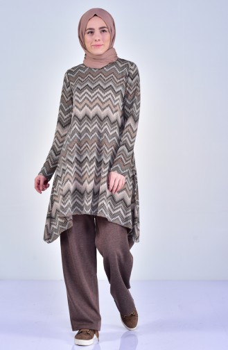 Tunik Pantolon İkili Takım 3031-03 Kahverengi 3031-03
