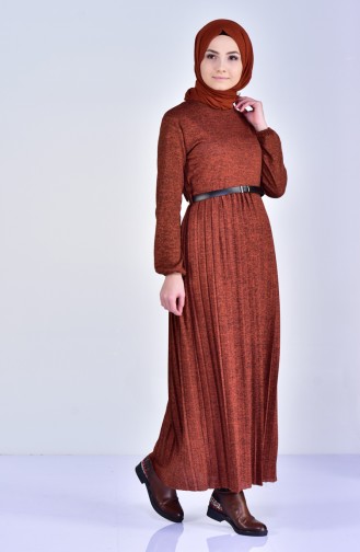 Brick Red Hijab Dress 3001-03