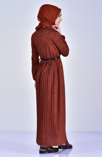 Brick Red Hijab Dress 3001-03