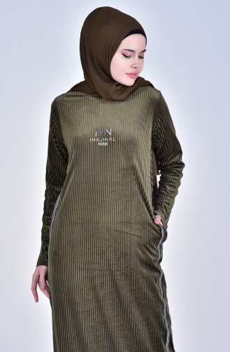 Kleid mit Streifendetail 99170-01 Khaki 99170-01