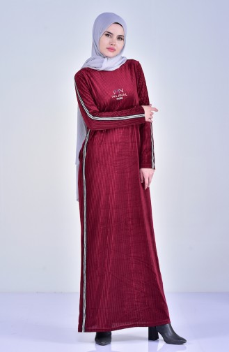 Stripe Detailed Dress 99170-02 Bordeaux 99170-02