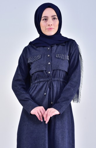 Navy Blue Hijab Dress 0238-01
