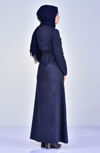 Navy Blue Hijab Dress 0238-01