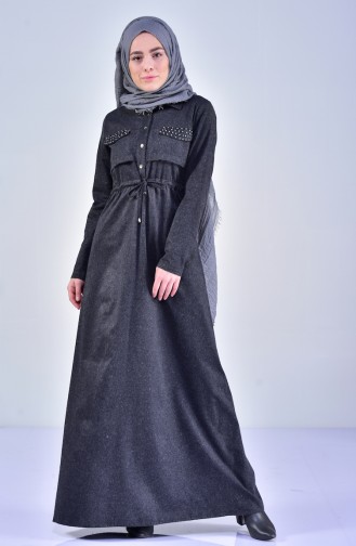 Beli Platted Pearls Dress 0238-03 Anthracite 0238-03
