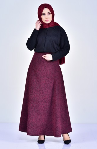 W.B Patterned Skirt 8903-01 Claret Red 8903-01