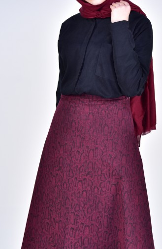W.B Patterned Skirt 8903-01 Claret Red 8903-01